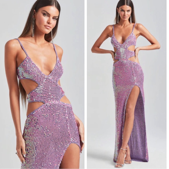 Retrofete Dresses & Skirts - Retrofete Coco Crochet Sequin Embellished Cutout Iridescent Maxi Dress M/L